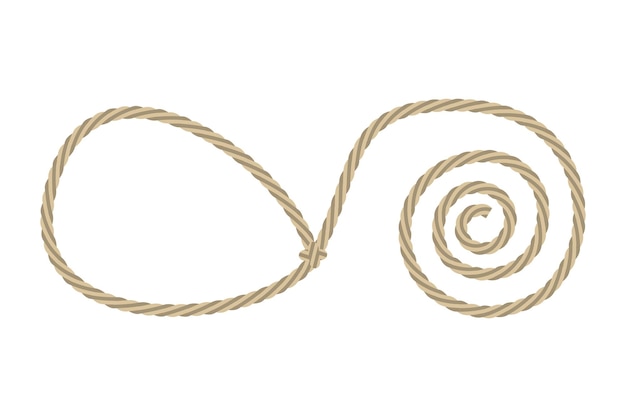 twisted rope loop brown coiled knot vector cord illustration isolated on white