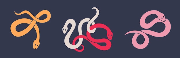 Twisted snake silhouettes Flat vector illustration for design