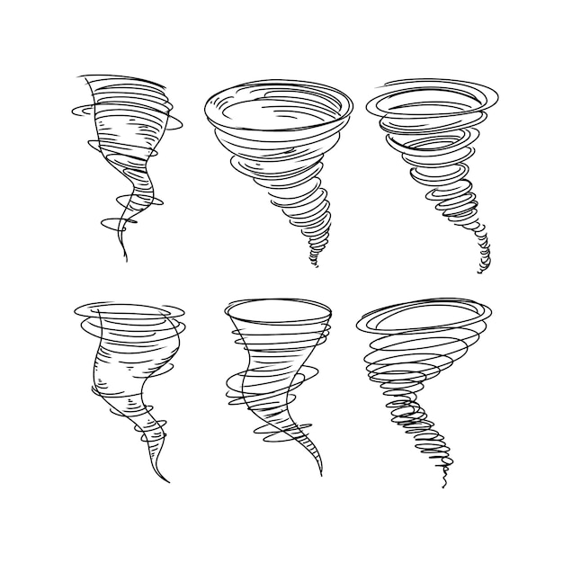 twister tornado hand drawn doodle illustrations vector set