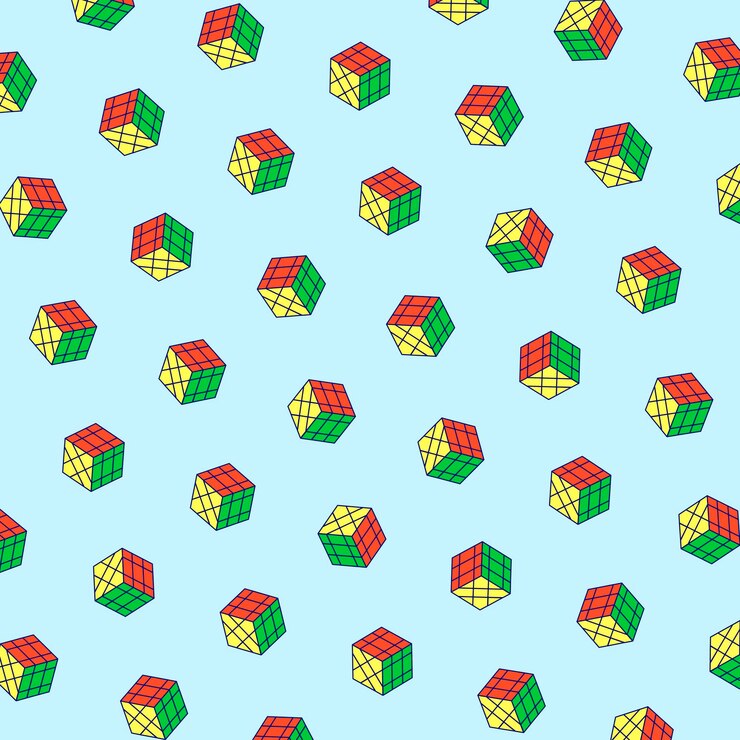 Vector twisty puzzle skewb vector illustration patterns