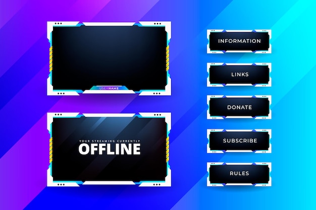 Vector twitch banner collection for live stream panel