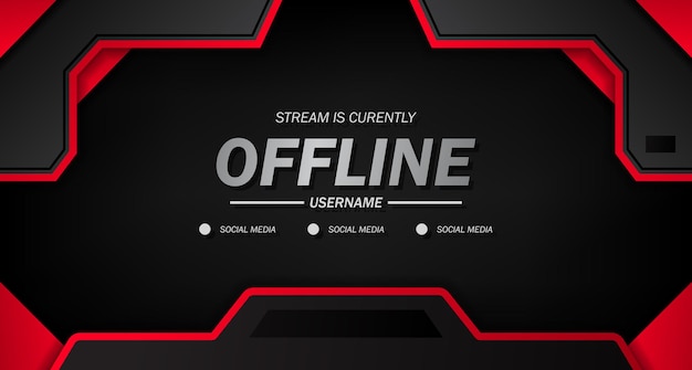 Vector twitch offline banner for gaming or live streaming on black