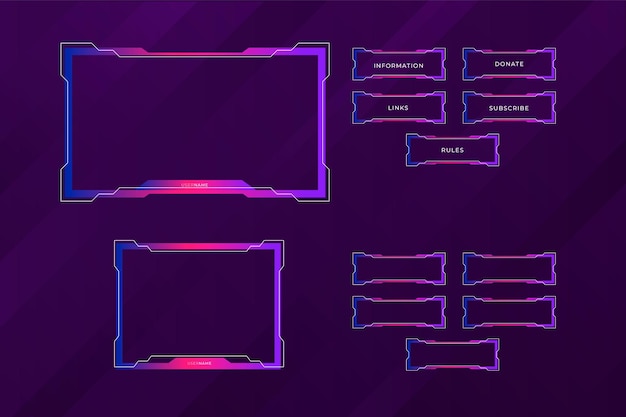 Вектор Концепция оверлея twitch для геймера и оверлей для стримеров