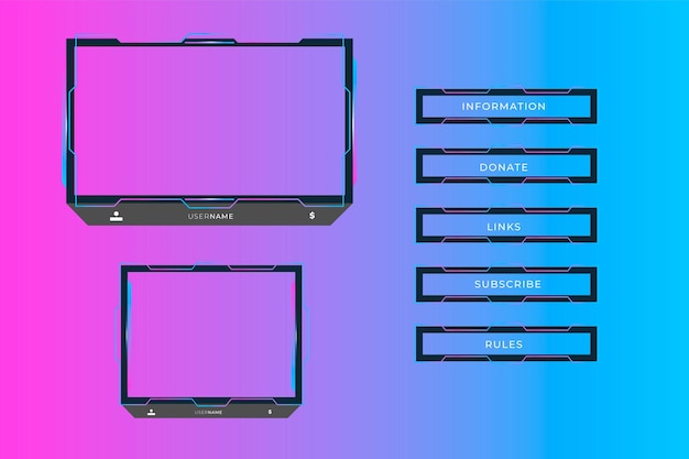 Twitch overlay gamer concept and streamer border