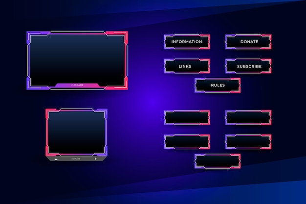 Twitch overlay gamer concept and streamer border