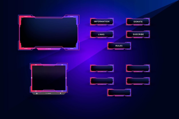 Twitch overlay gamer and streamer border dark color concept