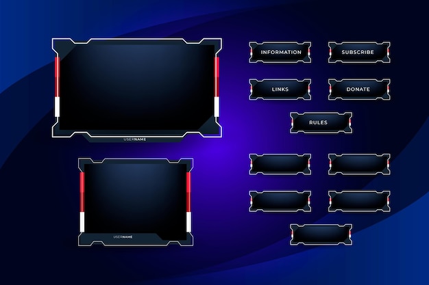 Vector twitch overlay gamerconcept en streamerrand