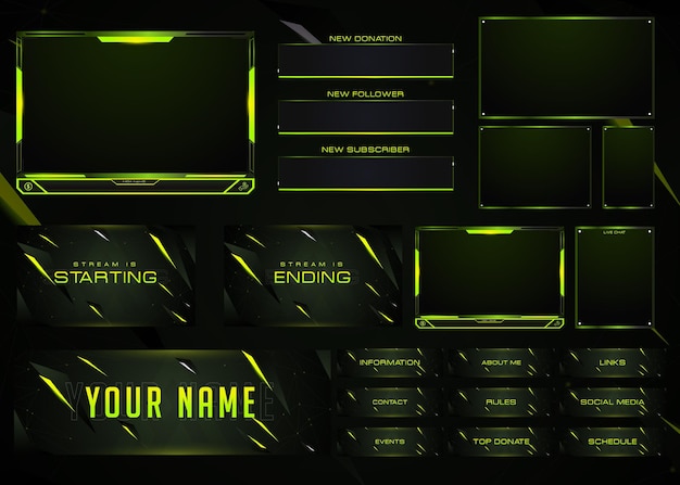 Twitch overlay live stream template set