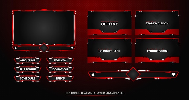 Twitch Overlay Stream Package with Panels webcam