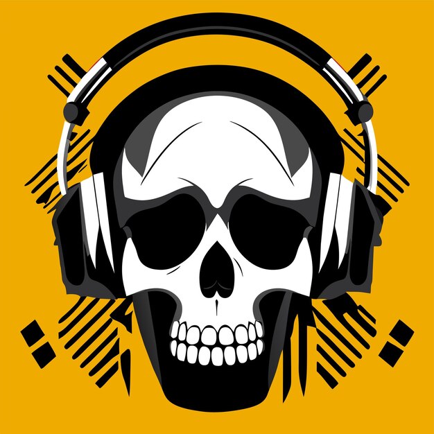 Twitch skull sport gaming headphone hand drawn flat stylish cartoon sticker icon concept isolated