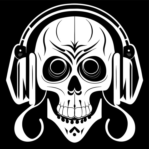 Вектор twitch skull sport gaming наушники вручную нарисованные плоские стильные мультфильмы наклейки икона концепция изолирована