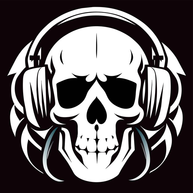 Вектор twitch skull спортивные игровые наушники вручную нарисованные плоские стильные мультфильмы наклейки икона концепция изолирована