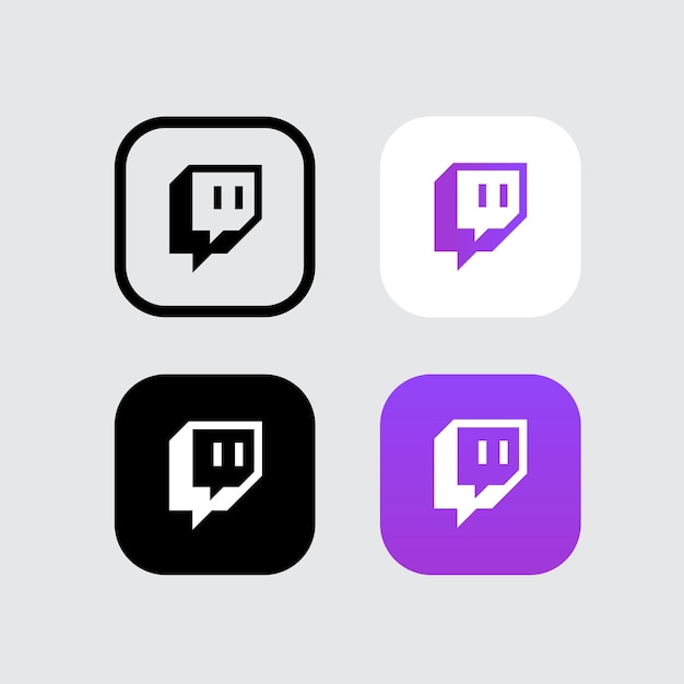 Twitch social media logo icoon met 4 variaties