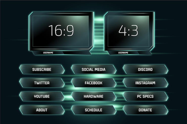 Vector twitch stream neon panels collection