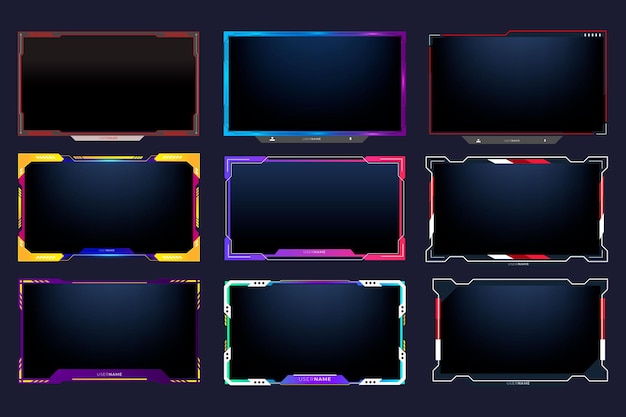 Twitch stream overlay package including facecam overlay set , offline, starting soon, twitch panels