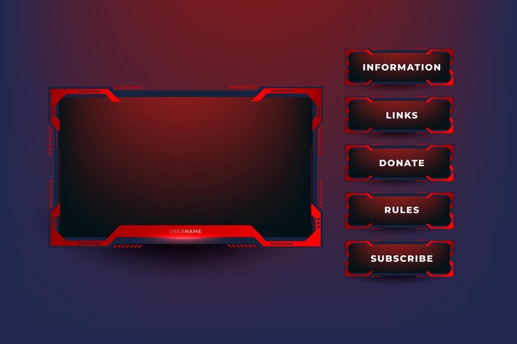 Vector twitch stream panels collection. streaming screen panel overlay game design template