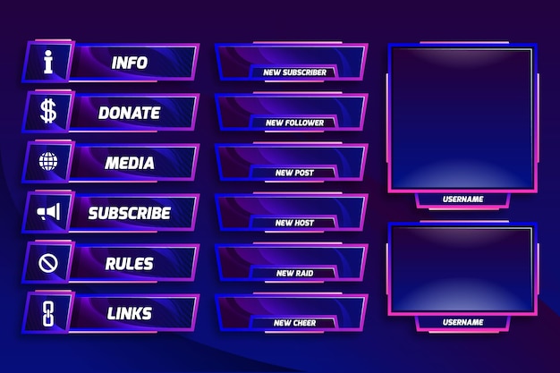 Vector twitch stream panels collection