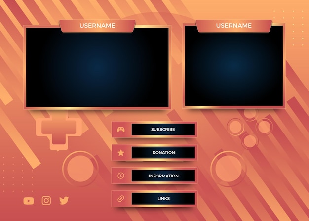 Vector twitch stream panels overlay set