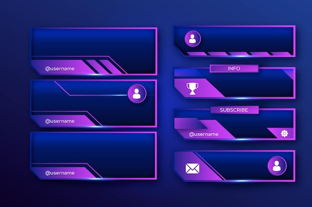 Vector twitch stream panels template collection