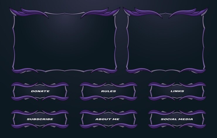 twitch streamer border and menu panel overlay set