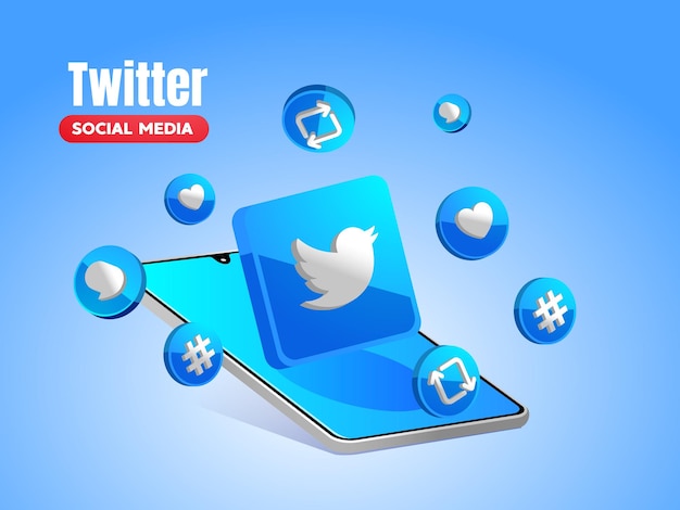 Vector twitter icons social media with smartphone