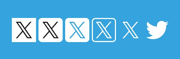 ツイッターのロゴ フラットカラー x ツイッター x ソーシャルネットワークのロゴ リブランディング ベクトルアイコン