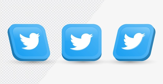 Vector twitter logo icon in modern 3d rendering square for social media icons or networking logos