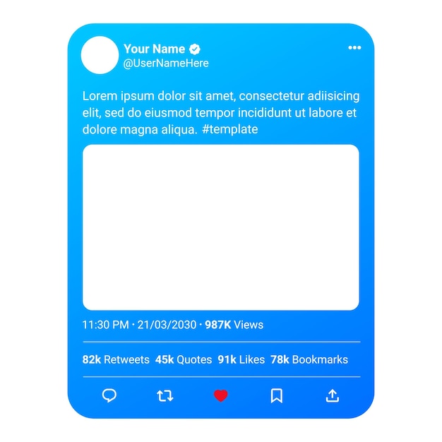 Vector twitter social media realistic tweet mockup design template with transparent background