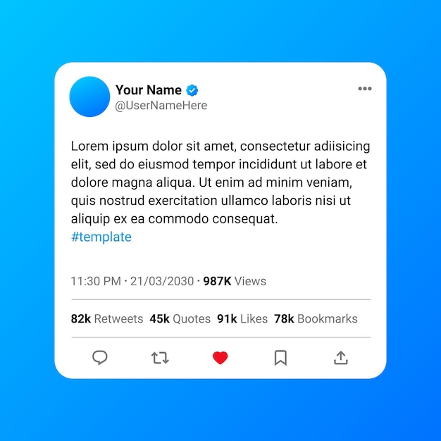 Vettore twitter social media realistico tweet mockup design