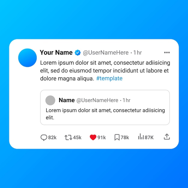 Vector twitter sociale media realistische tweet mockup ontwerpsjabloon met transparante achtergrond