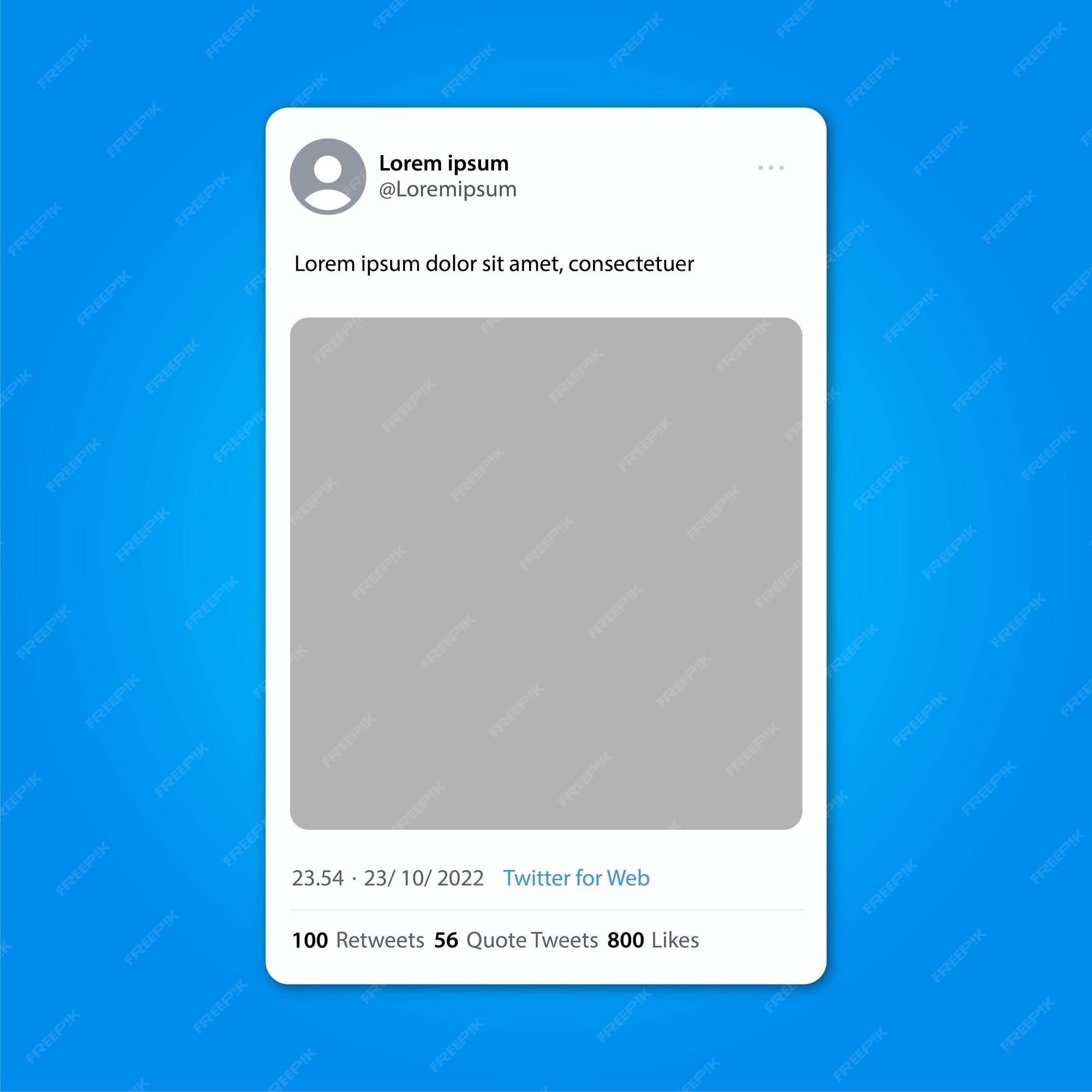 Premium Vector | Twitter tweet post interface template mockup