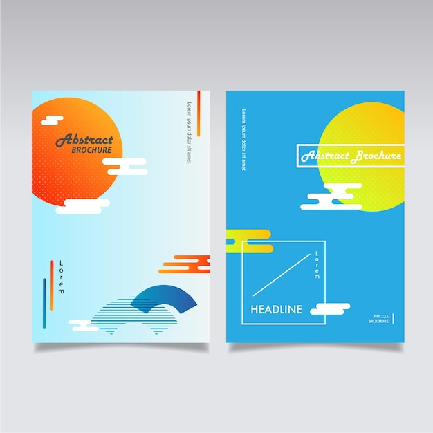 Two abstract geometric memphis templates. cover designs for annual report, brochures, flyers.