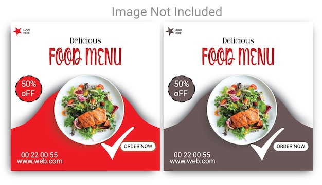 Two ads for food menus that say'food menu'on it