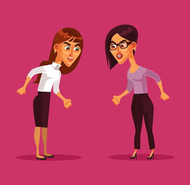 two angry woman characters arguing illustration 