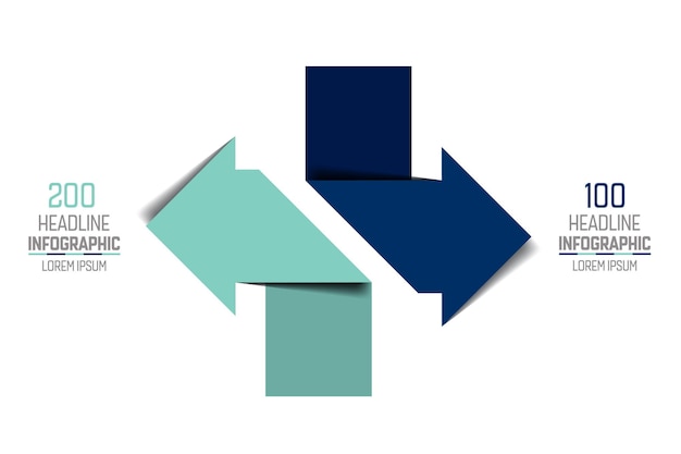 Vector two arrows in oposite direction infographic chart scheme diagram