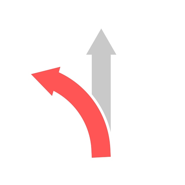 異なる方向を指す 2 つの矢印。パスの選択。まっすぐ左に矢印。ベクター。