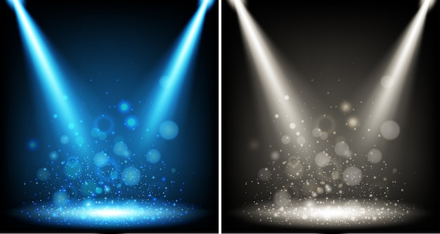 Two backgrounds with blue and gray lights