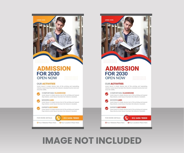 Two banners for an admission for 2030 open now