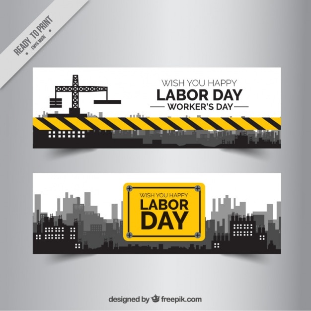 Vector two banners of labor day construction