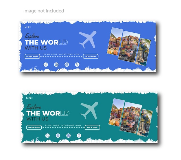 Two banners for the wor and the word travel.