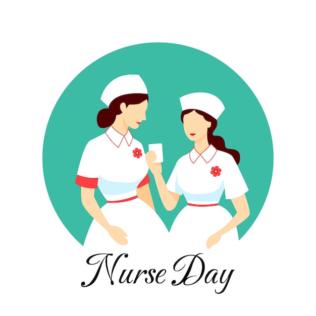 Vector two beautiful female nurses world nurses day celebration