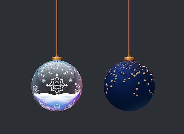 Two beautifull matte and glass balls Toys for new year celebration Christmass tree decoration