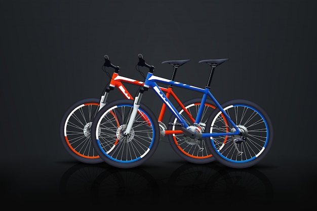 two bicycles on dark