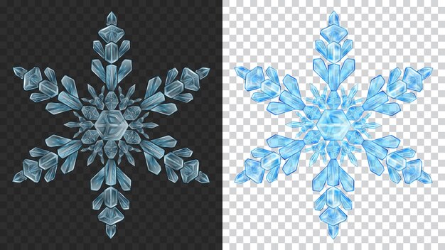 Vector two big complex transparent christmas snowflakes in light blue colors for use on dark and light background