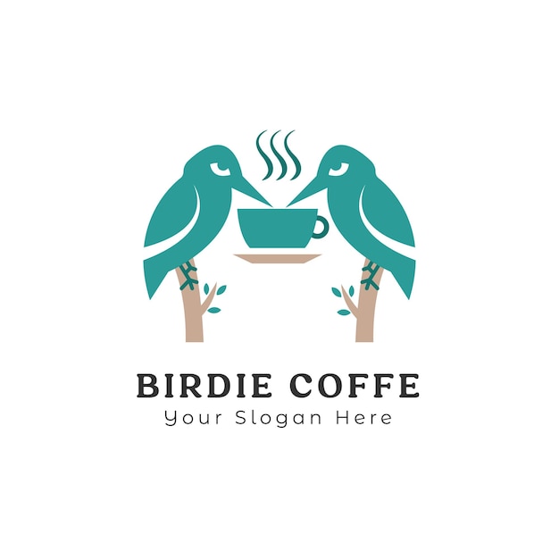 Vector two bird hangout met koffie logo ontwerpsjabloon