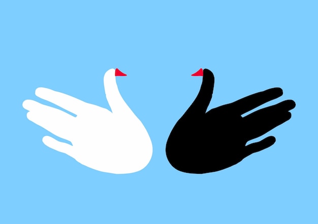 Vector two birdssilhouette of hands