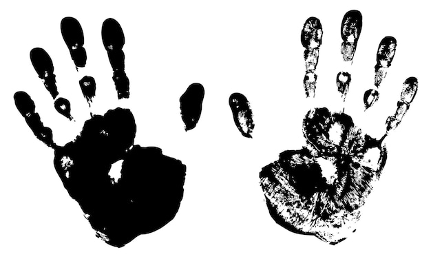 Vector two black art hand prints vector grunge illustration