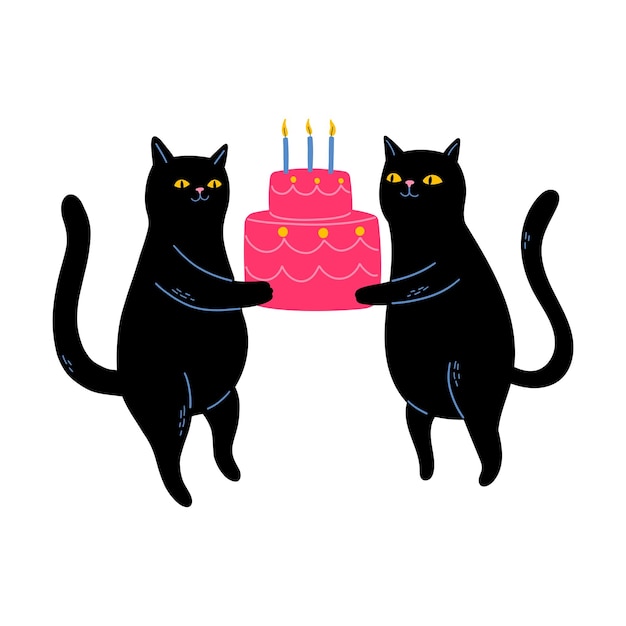 絵画。原画☆キャンバスF6【黒猫は白猫とデートして美味しいケーキ