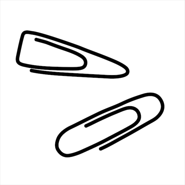 Two black vector paper clips in isolated on a white background