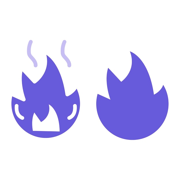 벡터 보라색 배경과 그 위에 얼굴이 있는 보라색으로 된 두 개의 파란 불꽃